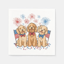 Lycklig 4 juli Goldendoodle Hundar Fireworks