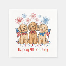 Lycklig 4 juli Goldendoodle Hundar Fireworks Pappersservett