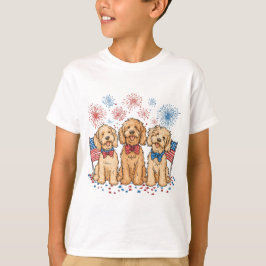 Lycklig 4 juli Goldendoodle Hundar Fireworks T Shirt