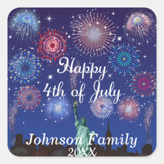 Lycklig 4 juli i New York Fyrkantigt Klistermärke