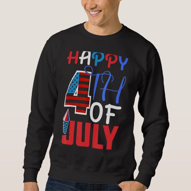Lycklig 4 juli Independence day 1776 amerikanska Lång Ärmad Tröja (Framsida)