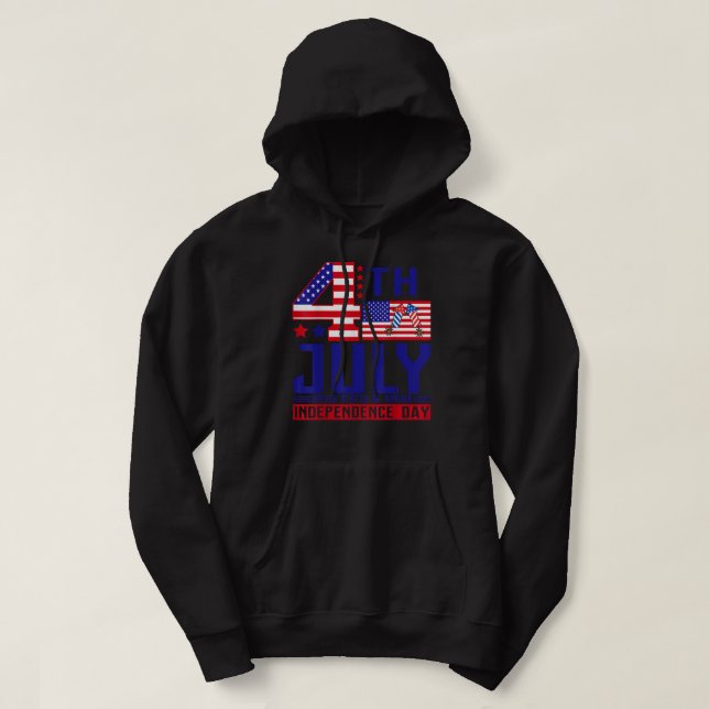 Lycklig 4 juli Independence day 4 juli T-S Hoodie (Design framsida)