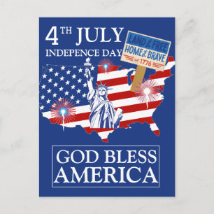 Lycklig 4 juli Independence day Amerika Party Helg Vykort