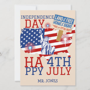 Lycklig 4 juli Independence day Amerika Party Julkort