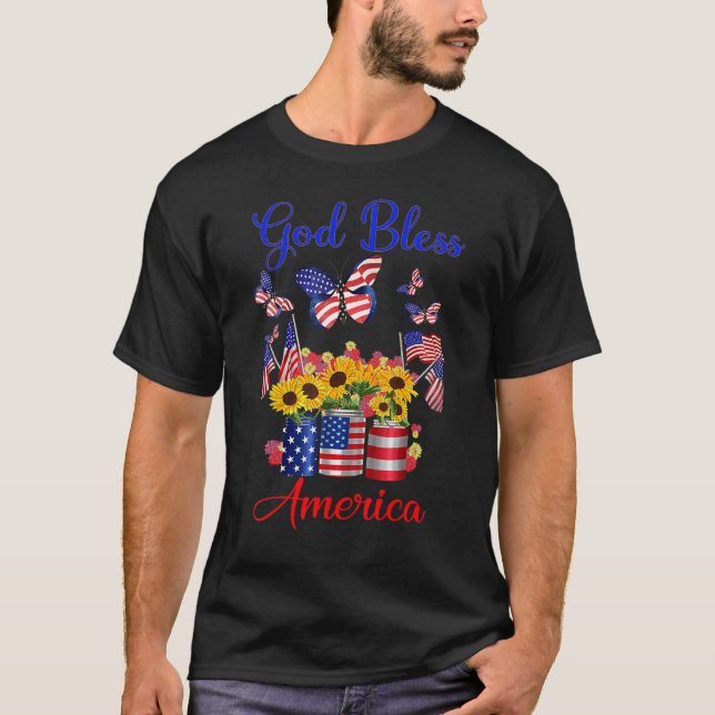 Lycklig 4 juli Independence day Amerikanska Flagga T Shirt (Framsida)