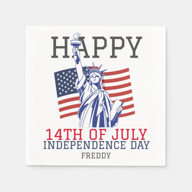 Lycklig 4 juli Independence day party Pappersservett (Framsidan)