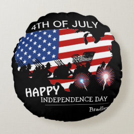 Lycklig 4 juli Independence day party Rund Kudde