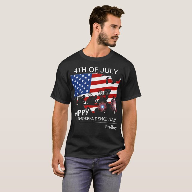 Lycklig 4 juli Independence day party T Shirt (Hel framsida)