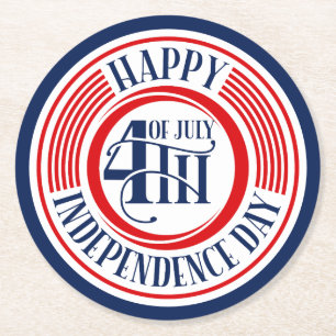 Lycklig 4 juli Independence day Underlägg Papper Rund
