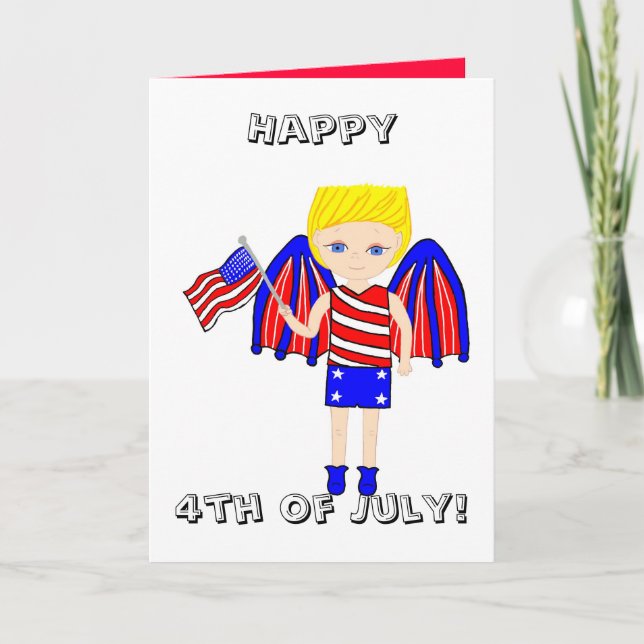 Lycklig 4 juli! Kort för hälsning (Framsida)