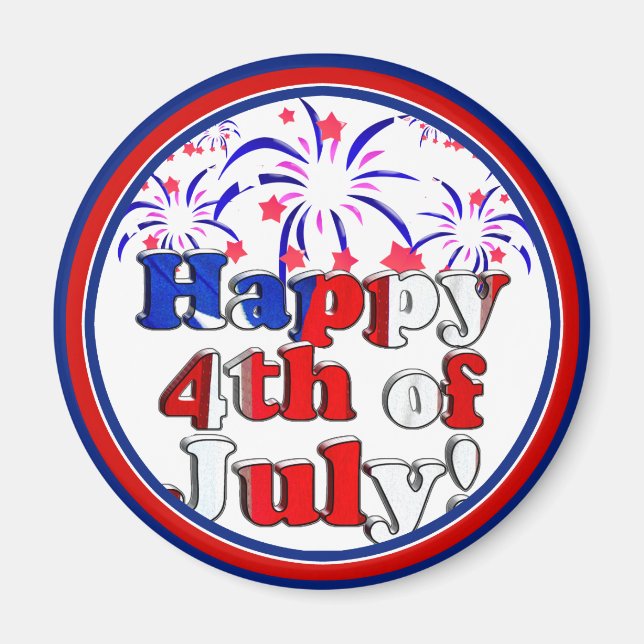 Lycklig 4 juli med Fireworks Magnet (Framsidan)