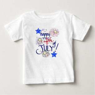 Lycklig 4 juli! med fyrverkerier och stjärnor t shirt