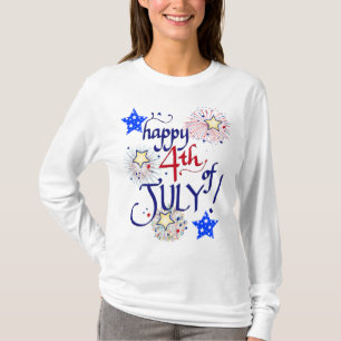 Lycklig 4 juli! med fyrverkerier och stjärnor t shirt