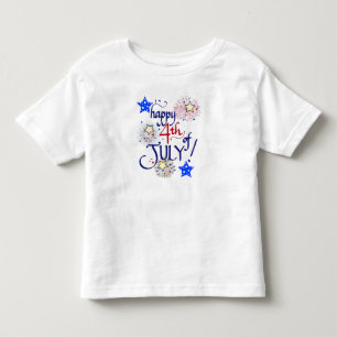 Lycklig 4 juli! med fyrverkerier och stjärnor t shirt