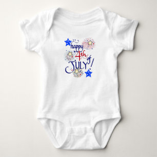 Lycklig 4 juli! med fyrverkerier och stjärnor t shirt