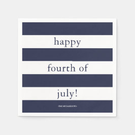 Lycklig 4 juli med Namn och Blå Rand Pappersservett