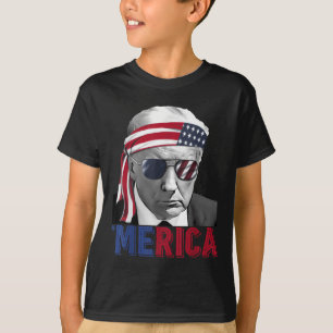 Lycklig 4 juli: Merica Trump American Flagga USA T Shirt