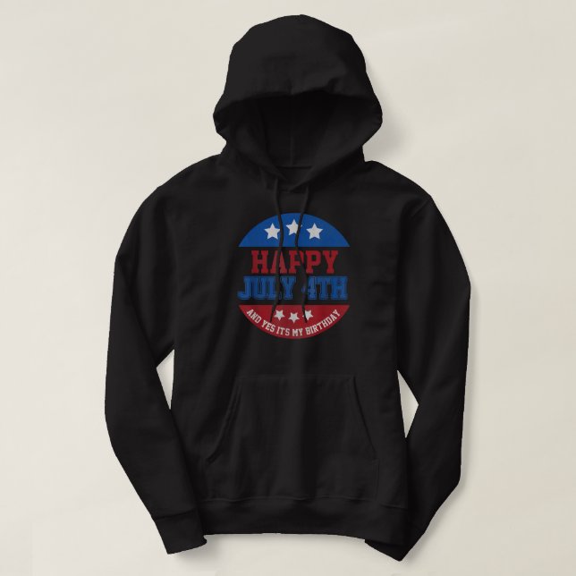 Lycklig 4 juli och det är min födelsedag - Indepen Hoodie (Design framsida)