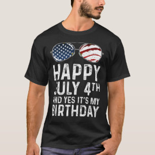 Lycklig 4 juli och det är min födelsedag t shirt