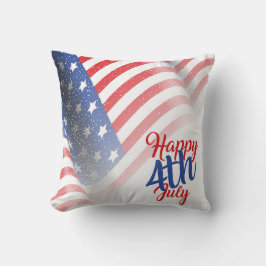 Lycklig 4 juli Patriotic American Flagga Kudde