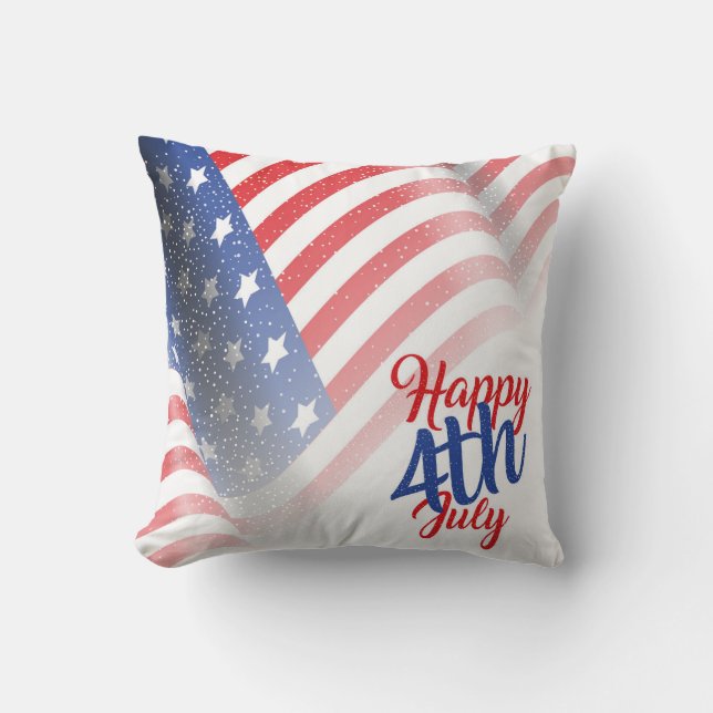Lycklig 4 juli Patriotic American Flagga Kudde (Framsida)