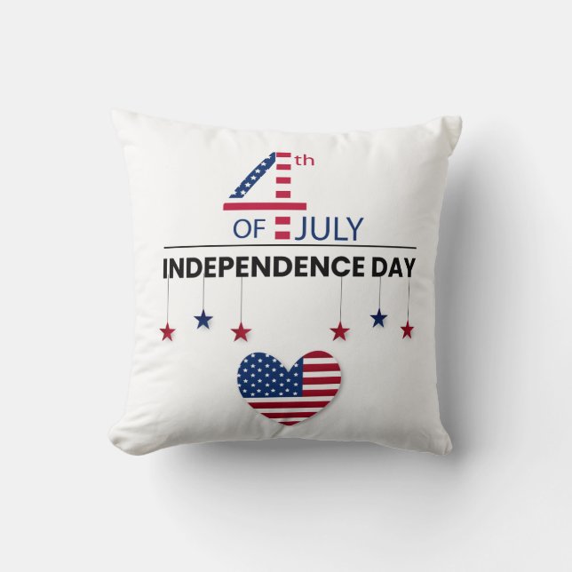 Lycklig 4 juli Patriotic American Flagga Throw Pi Kudde (Framsida)