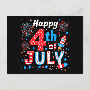 Lycklig 4 juli: Patriotic American Flagga USA Helg Vykort