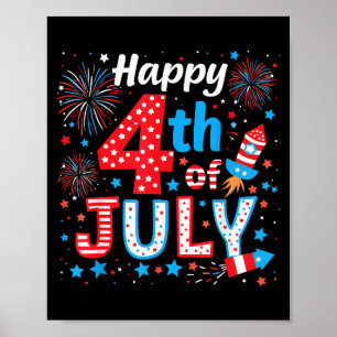 Lycklig 4 juli: Patriotic American Flagga USA Poster