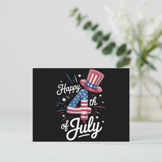Lycklig 4 juli: Patriotic American Flagga USA Vykort (Stående Fram)