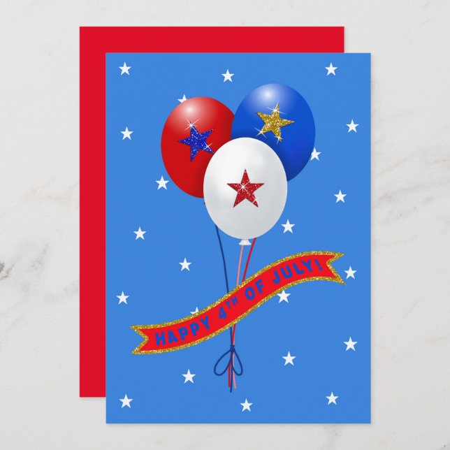 Lycklig 4 juli: Patriotic Balloons Customize (Fram/baksida)