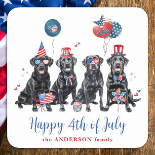 Lycklig 4 juli: Patriotic Labrador Retriever Fyrkantigt Klistermärke