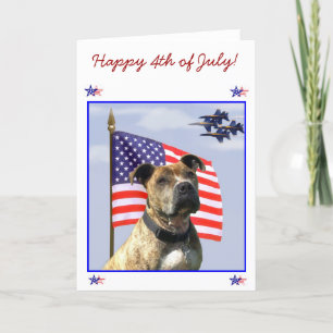 Lycklig 4 juli Patriotic pitbull hund Kort