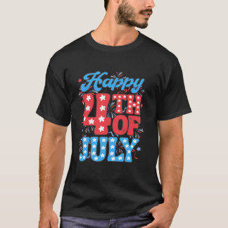 Lycklig 4 juli: Patriotic Retro Fireworks Manar Wo T Shirt