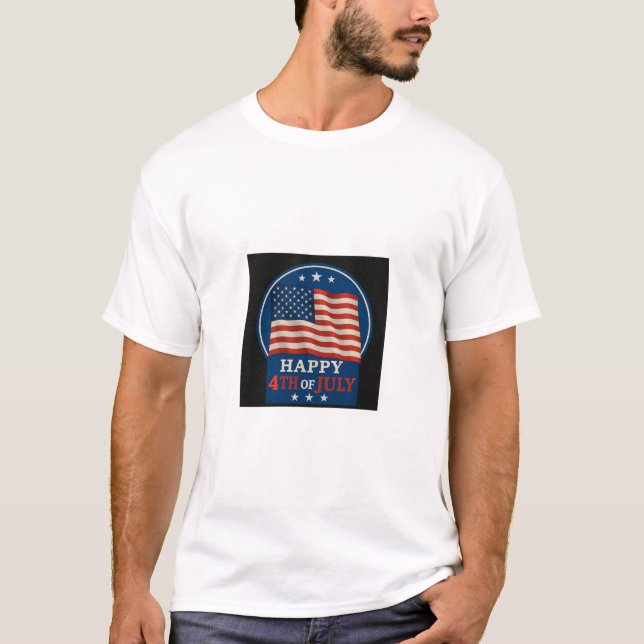Lycklig 4 juli: patriotisk T-skjorta T Shirt (Framsida)
