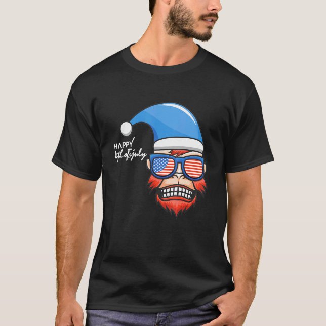 Lycklig 4 juli: Patriotiska apan T Shirt (Framsida)