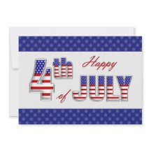 Lycklig 4 juli. Patriotiskt platta hälsningskort