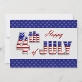 Lycklig 4 juli. Patriotiskt platta hälsningskort Kort