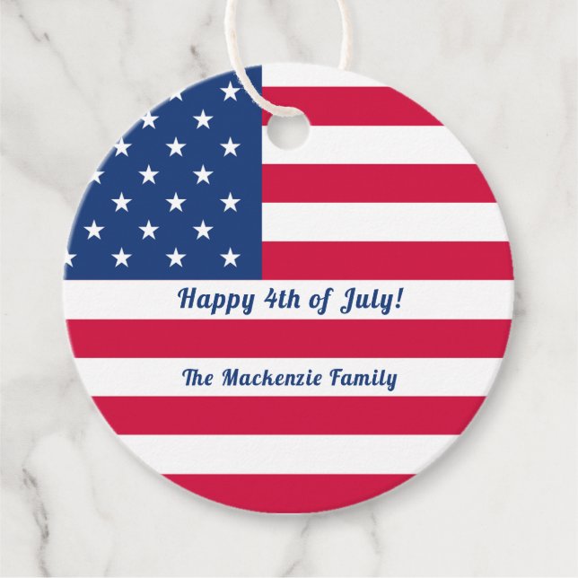 Lycklig 4 juli | Personlig American Flagga Gåvor Etiketter (Framsida)