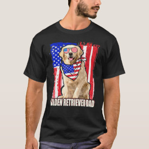 Lycklig 4 juli Pride American Flagga Golden Retri T Shirt