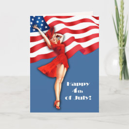 Lycklig 4 juli. Retro Pin-up Kort
