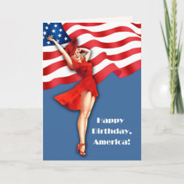 Lycklig 4 juli. Retro Pin-up Kort