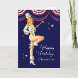 Lycklig 4 juli. Retro Pin-up Kort