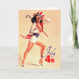 Lycklig 4 juli. Retro Pin-up Kort