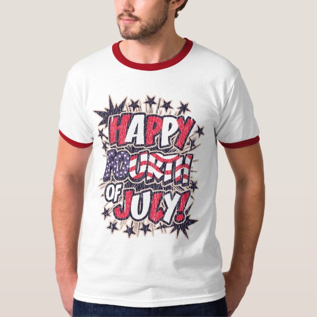 Lycklig 4 juli Ringer T-Shirt (Framsida)