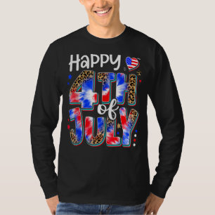 Lycklig 4 juli Rött vitt blått amerikanska Flagga T Shirt