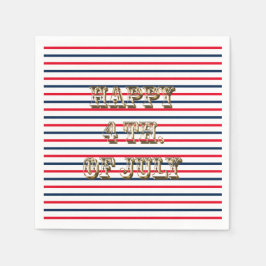 Lycklig 4 juli rött vitt blått rand patriotisk pappersservett