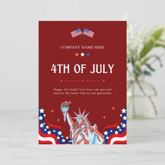 Lycklig 4 juli | Rött vitt blått stjärnor och Rand Julkort (Stående Fram)