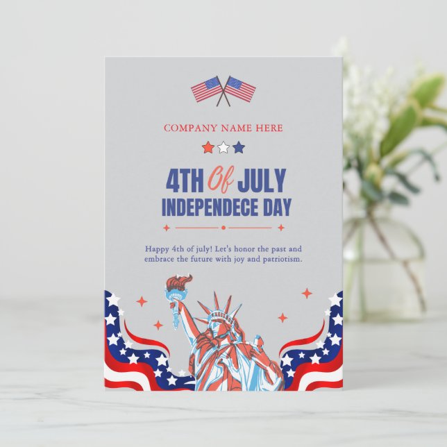Lycklig 4 juli | Rött vitt blått stjärnor och Rand Julkort (Stående Fram)