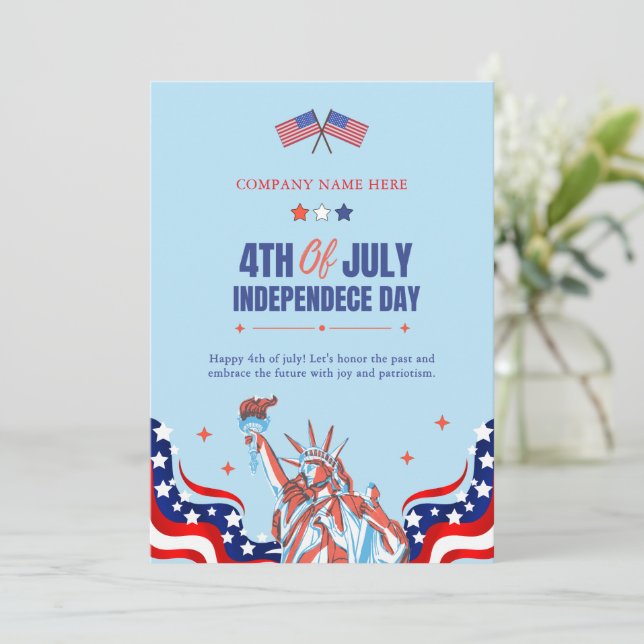 Lycklig 4 juli | Rött vitt blått stjärnor och Rand Julkort (Stående Fram)