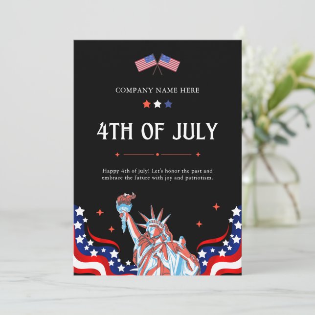 Lycklig 4 juli | Rött vitt blått stjärnor och Rand Julkort (Stående Fram)